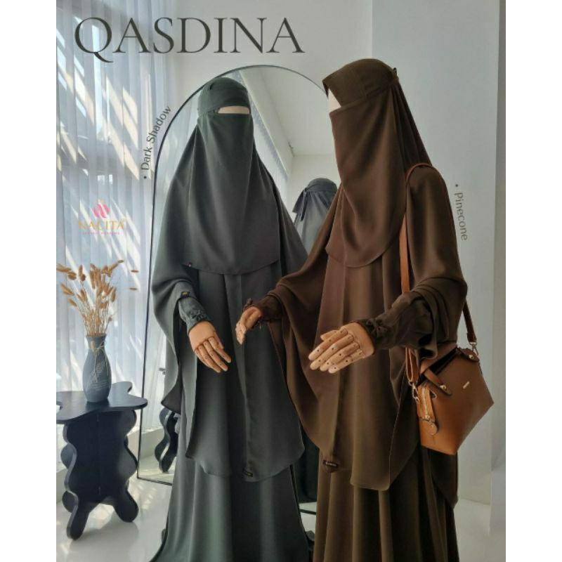 [READY] QASDINA GAMIS SET BY NACITA | KHIMAR SOFT PED | FREE CADAR TALI | MILENIA BY CALTRI❤️