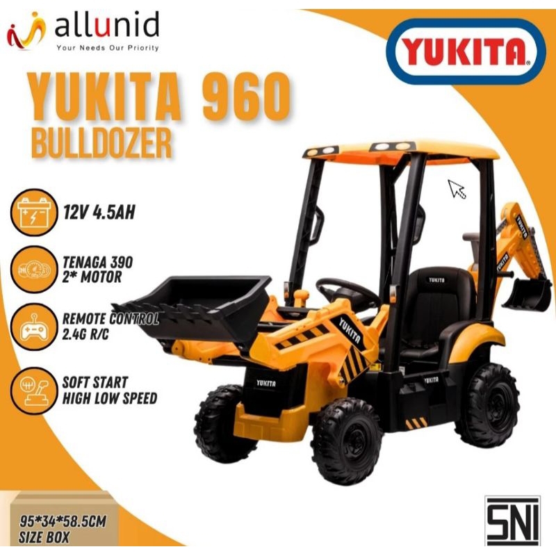 Mainan anak truk forklift bulldozer yukita 960 Mobil aki anak 12volt