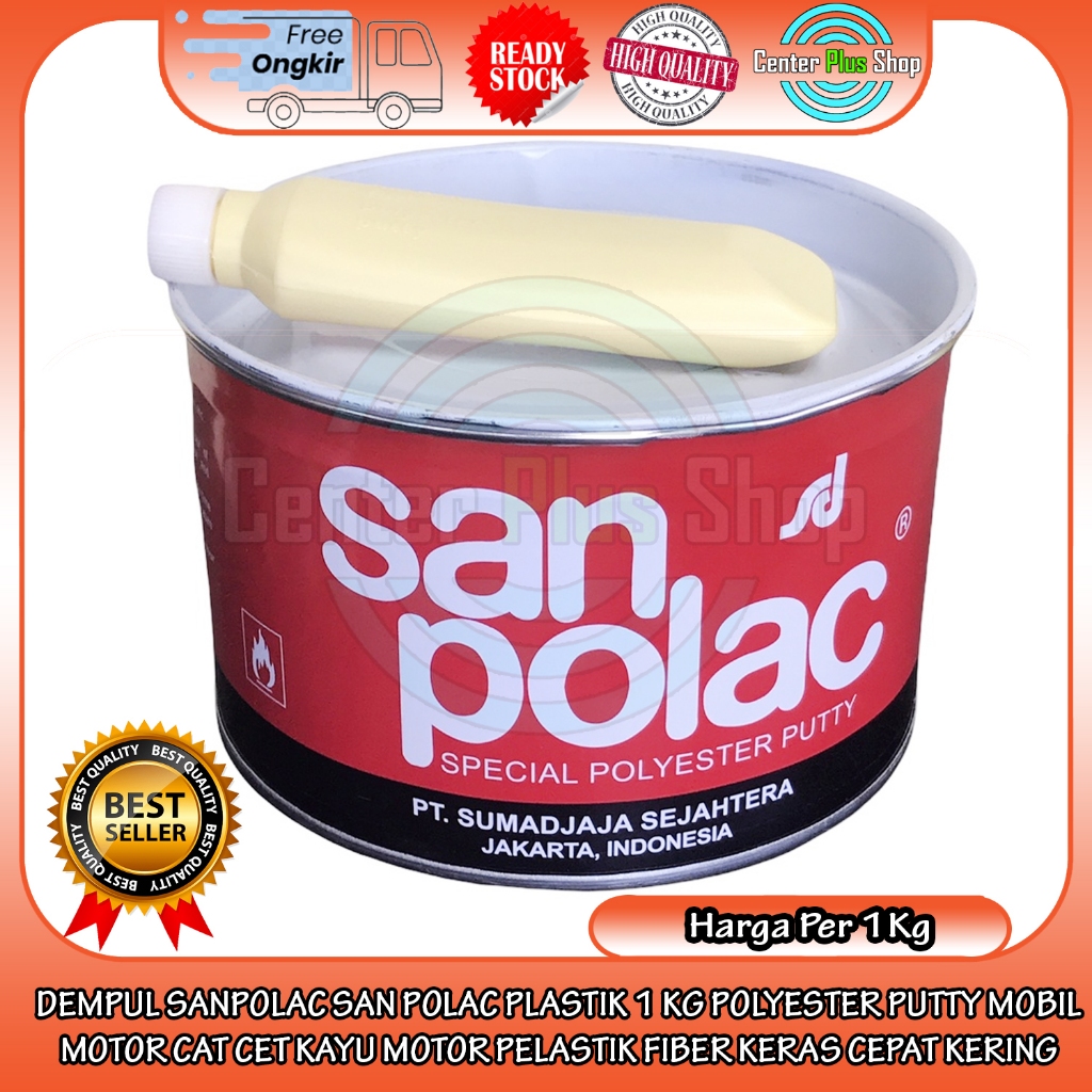 SANPOLAC SAN POLAC 1 KG KILO DEMPUL JABUNG DAMAR BESI KAYU CAT MOBIL MOTOR PLASTIK GALON MERAH RESIN