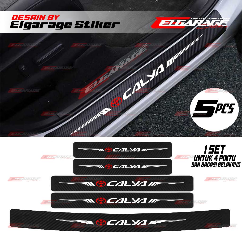 5pcs sticker carbon mobil calya sticker carbon pelindung pijakan kaki mobil calya sticker carbo 3D