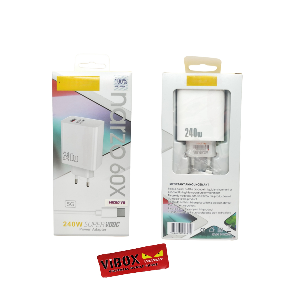 Charger Ori 100% Realmi narzo 60x 5G 240w Support FastCharging kompatible semua hp smartphone androi