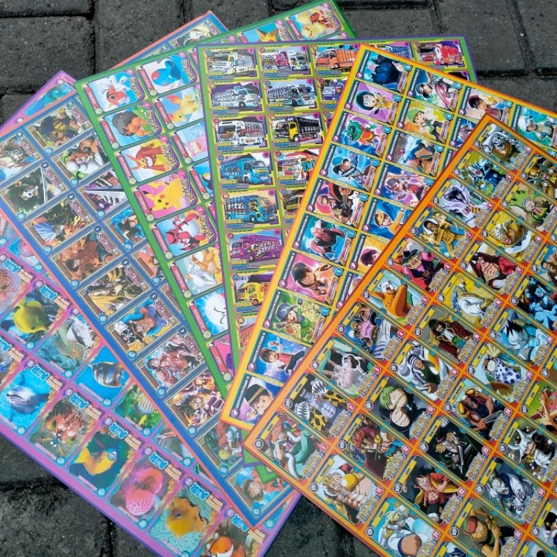 5 Lembar MAINAN KARTU GAMBARAN GUNTING POSTER MOTIF KARTUN HERO FF Naruto Tung Sahur 50 GAMBAR GROSI