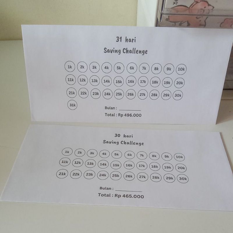 

Amplop Saving Challenge Bulanan / Amplop Kalender