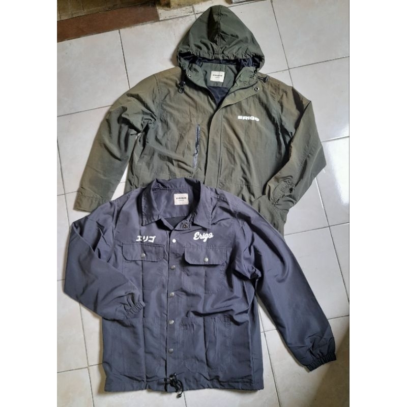Paket 2 in 1 Jaket ERIGO, Warna Abu² dan Hijau Army, Size Medium (M)