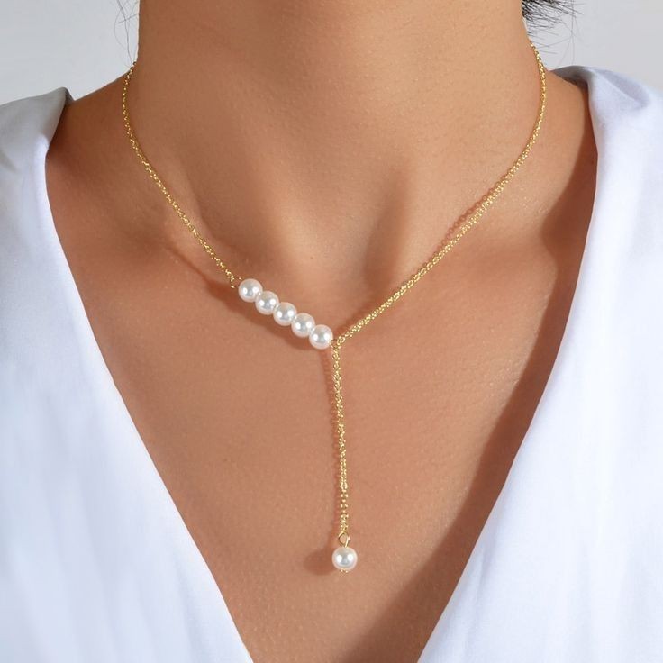 Rantai Klavikula Kalung Mutiara White model korea simple elegant