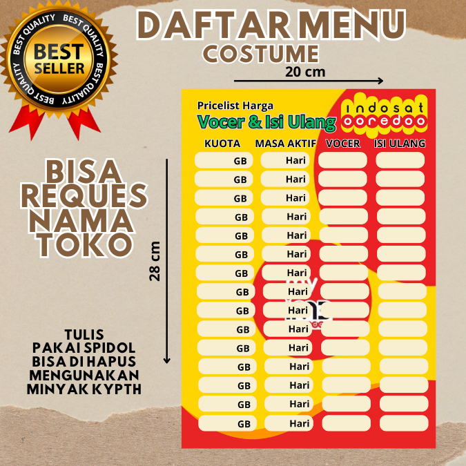 

CETAK DAFTAR HARGA CETAK DAFTAR MENU PRICELIST HARGA KONTER COSTUME SATU HARI JADI PULSA PAKET DATA VOCER