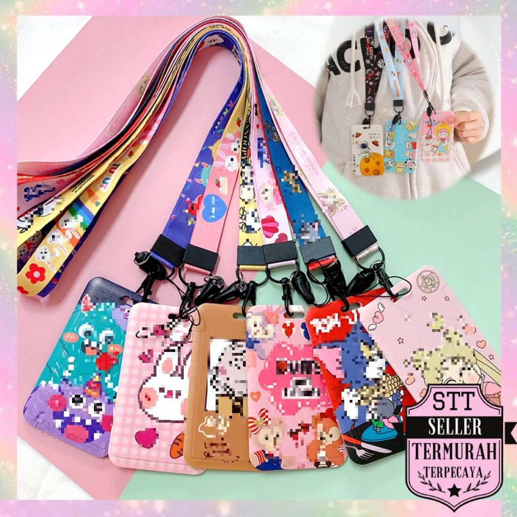 

STT Name Tag Gantungan Kartu Karakter Kartun Lanyard Akses MRT Busway E-Money Flazz BRIzi Card Holder Karakter Kartun Lanyart Card Holder Id Card