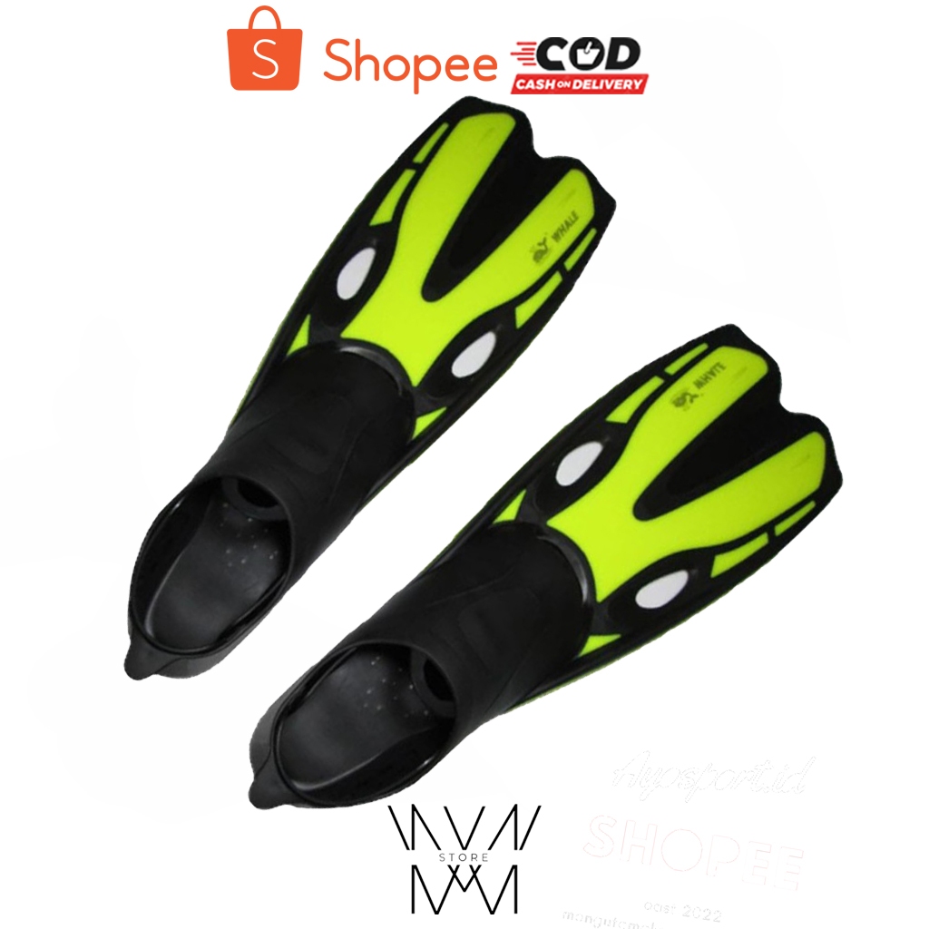 Whale snorkeling kaki katak sepatu renang fin diving dewasa - Hijau