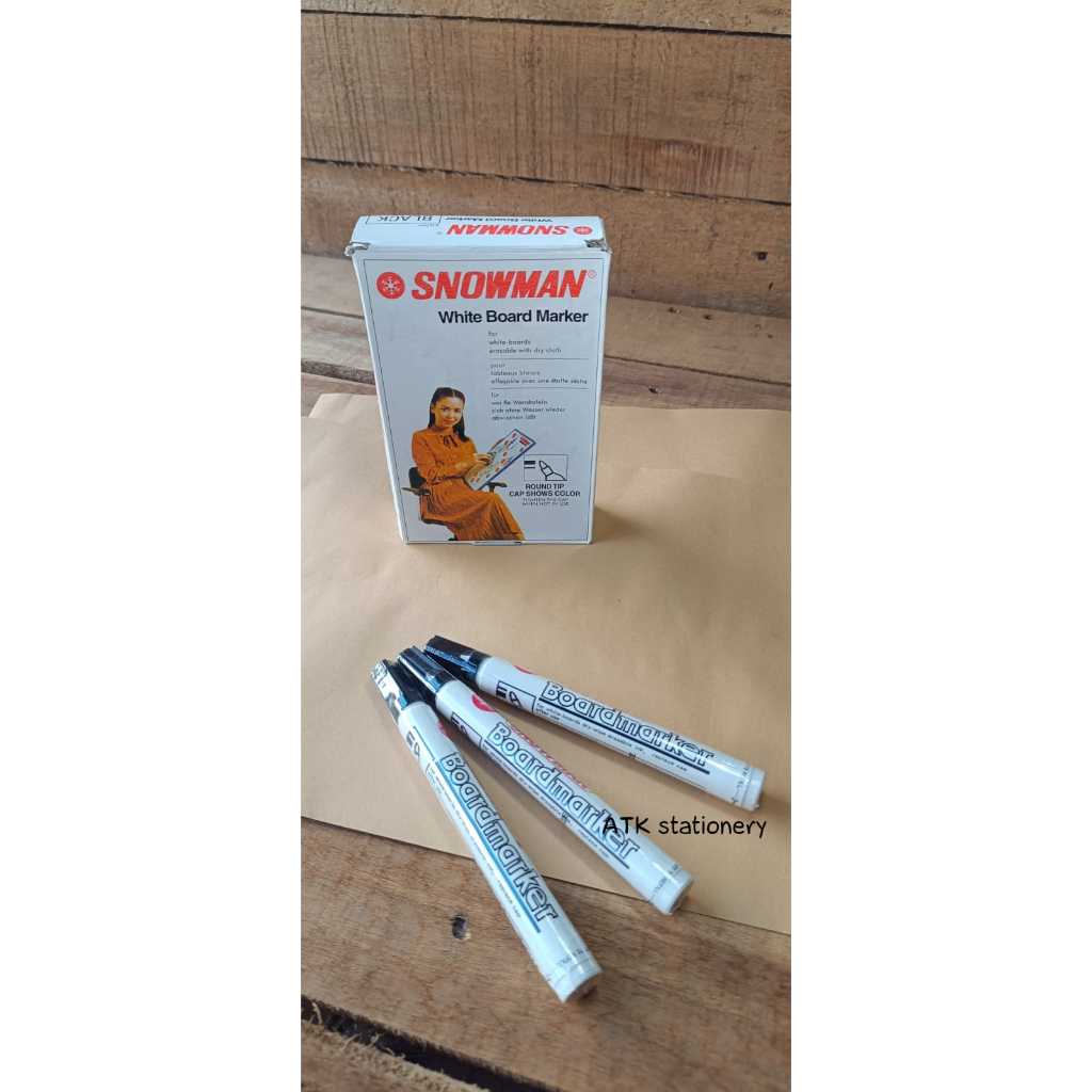 

Spidol Marker Snowman Whiteboard Papan Tulis BG12 Hitam Nonpermanent