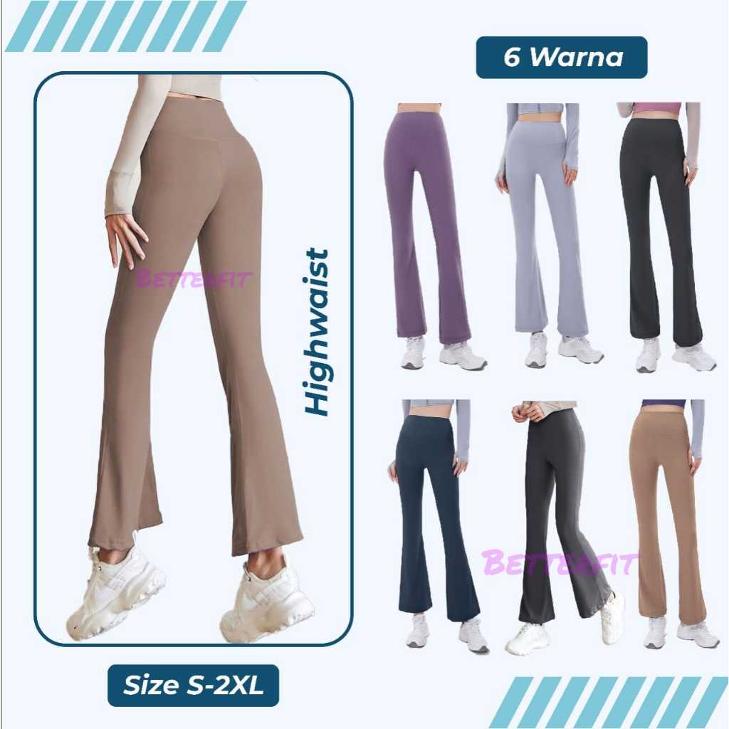 CUTBRAY HIGHWAIST LEGGING Flare Yoga Pilates - Legging Celana Panjang Cut Bray Olahraga Wanita