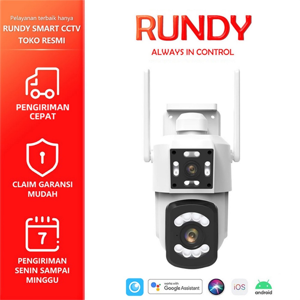 RUNDY CCTV8MP Dual Lens Kamera CCTV Wifi Outdoor Waterproof 360 Derajat PTZ IP Camera CCTV Outdoor Wifi Tahan Air