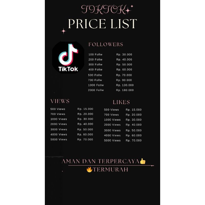 (NO DROP) Followers Viewer Like Tiktok Proses cepat permanen