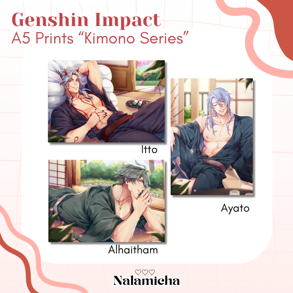 Genshin Impact Itto Alhaitham Ayato Artprint fanart by Nalamicha