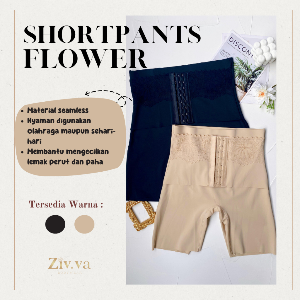 ZIV.VA Flower Shortpants | Korset Celana - Korset Celana Pelangsing Perut - Korset Pelangsing Perut 