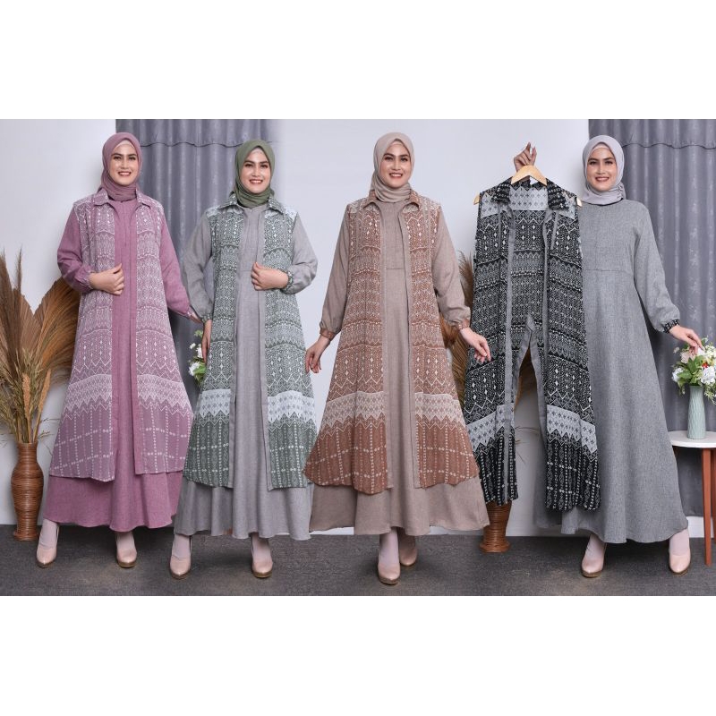 gamis serat kayu rompi ceruti opnik ( Besst seller )