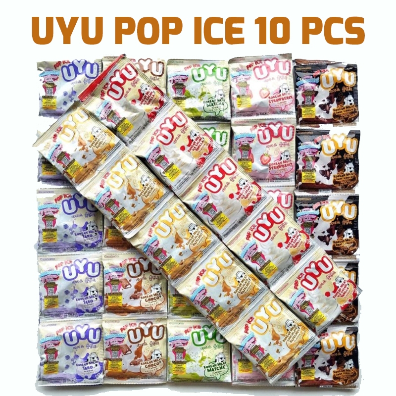 

Uyu pop ice 1 renteng isi 10 / uyu korean milky taro / korean milky strawberry / korean milky matcha / korean milky dark choco / korean milky choco/ korean milky ice cream vanilla/ korean chocolate hazelnut/ korean milky cheesu orange/ korean milky banana