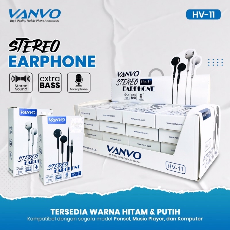 Headset Stereo Original Vanvo HV-11 Handsfree with Mic Earphone vanvo Headset ( ECER YA )