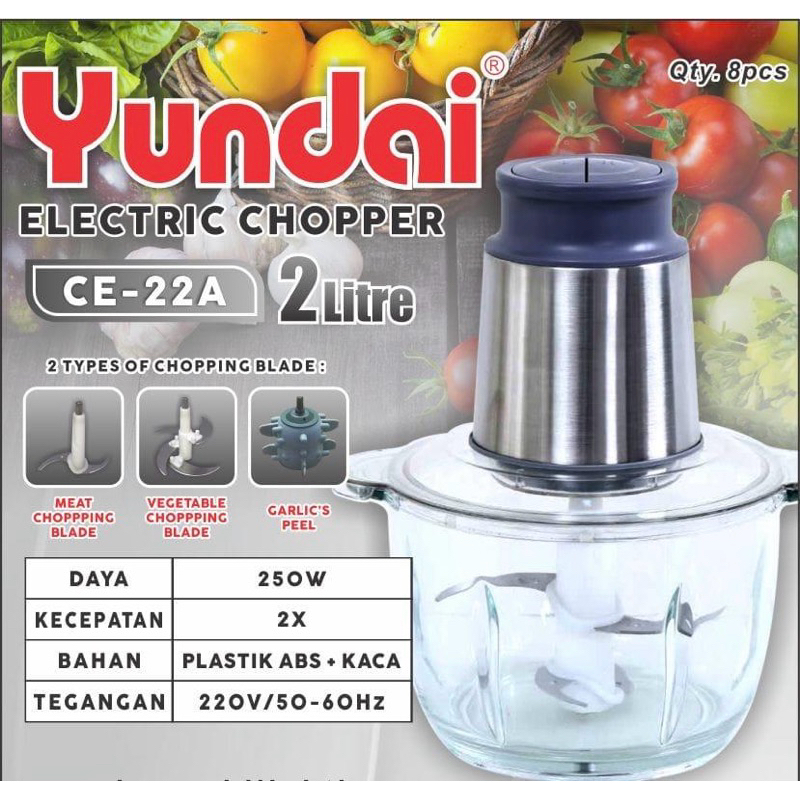 CHOPPER DAGING ELEKTRIK / PENGGILING DAGING KACA & METAL YUNDAI CE-22