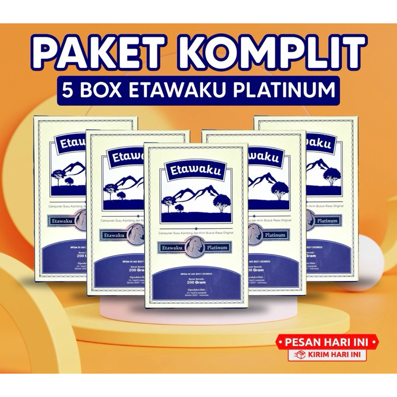 

ETAWAKU PLATINUM PAKET 5 BOX SUSU ALAMI KESEHATAN TULANG DAN NYERI SENDI PERNAPASAN