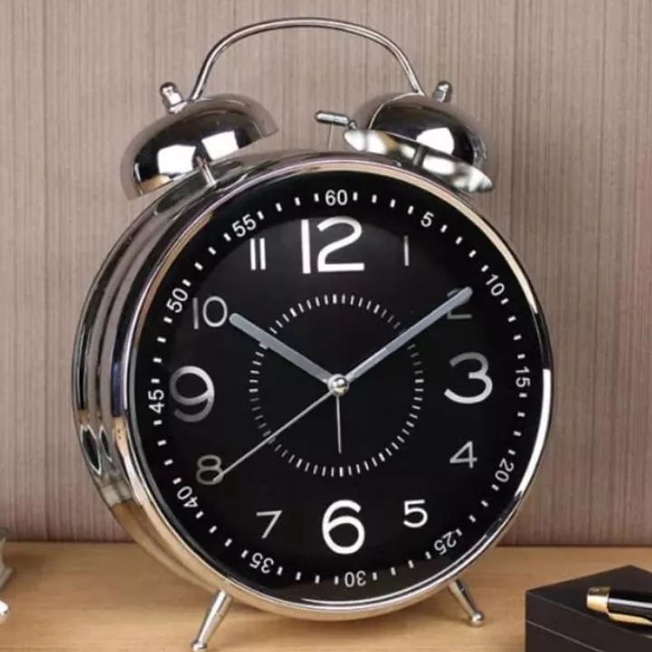 Terbaru Jam Weker Besar Besi ChromeAlarm Jam Weker MejaAlarm Clock Tianxi TX 16115 BK Antik Kepala A