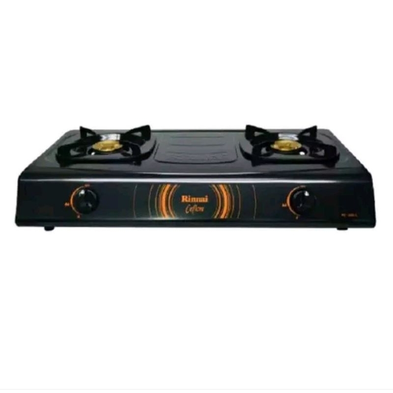 Kompor Gas Alam 2 Tungku Rinnai RI-522C Hitam | Kompor 2 Tungku Rinnai Gas Alam RI 522C Ceflon