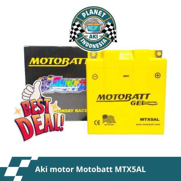 Aki Motor Yamaha Mio Sporty Motobatt MTX5AL aki kering aki gel ORIGINAL