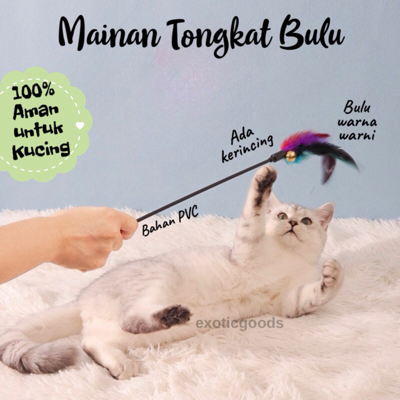 MAINAN TONGKAT BULU KUCING MAINAN TONGKAT KUCING MAINAN KUCING BULU TONGKAT TIKUS KUCING CAT TOY