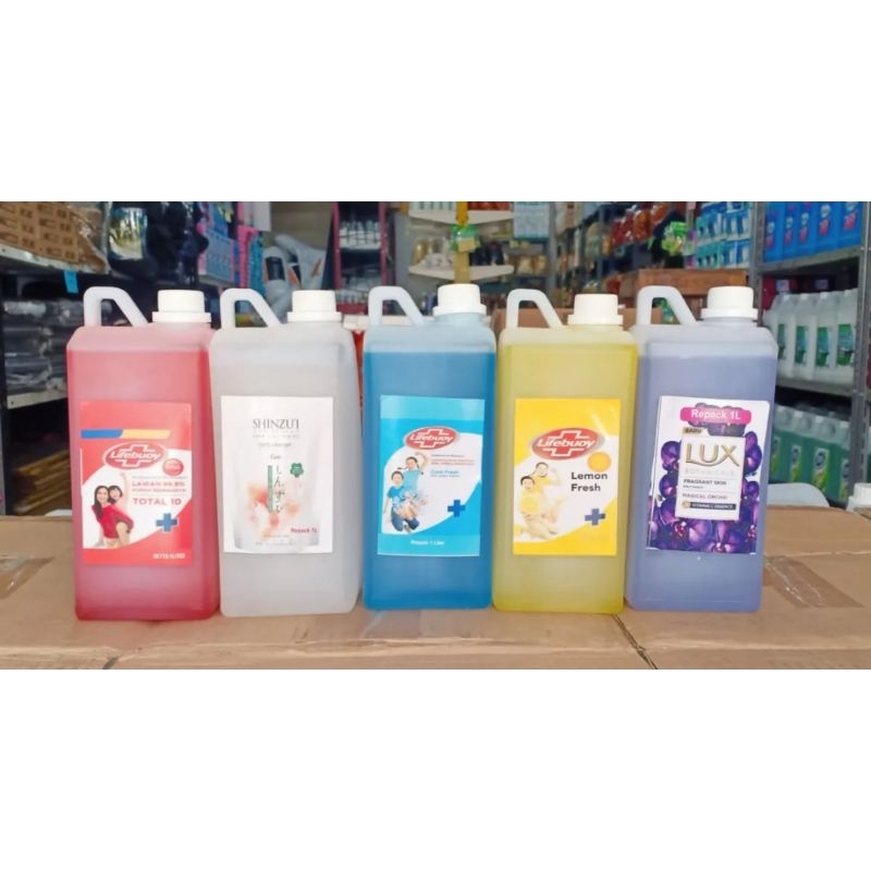 PROMO!!!Sabun Mandi Cair Repack Kemasan 1Liter Lux Merah,Lux Ungu/Soap 1Liter