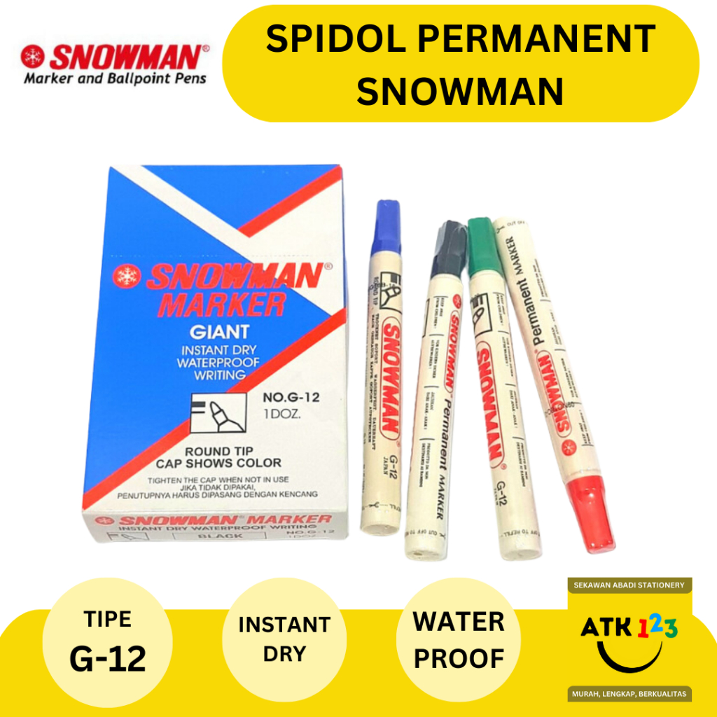 

Spidol Permanent Spidol Instant Dry Merk Snowman G-12 ORIGINAL