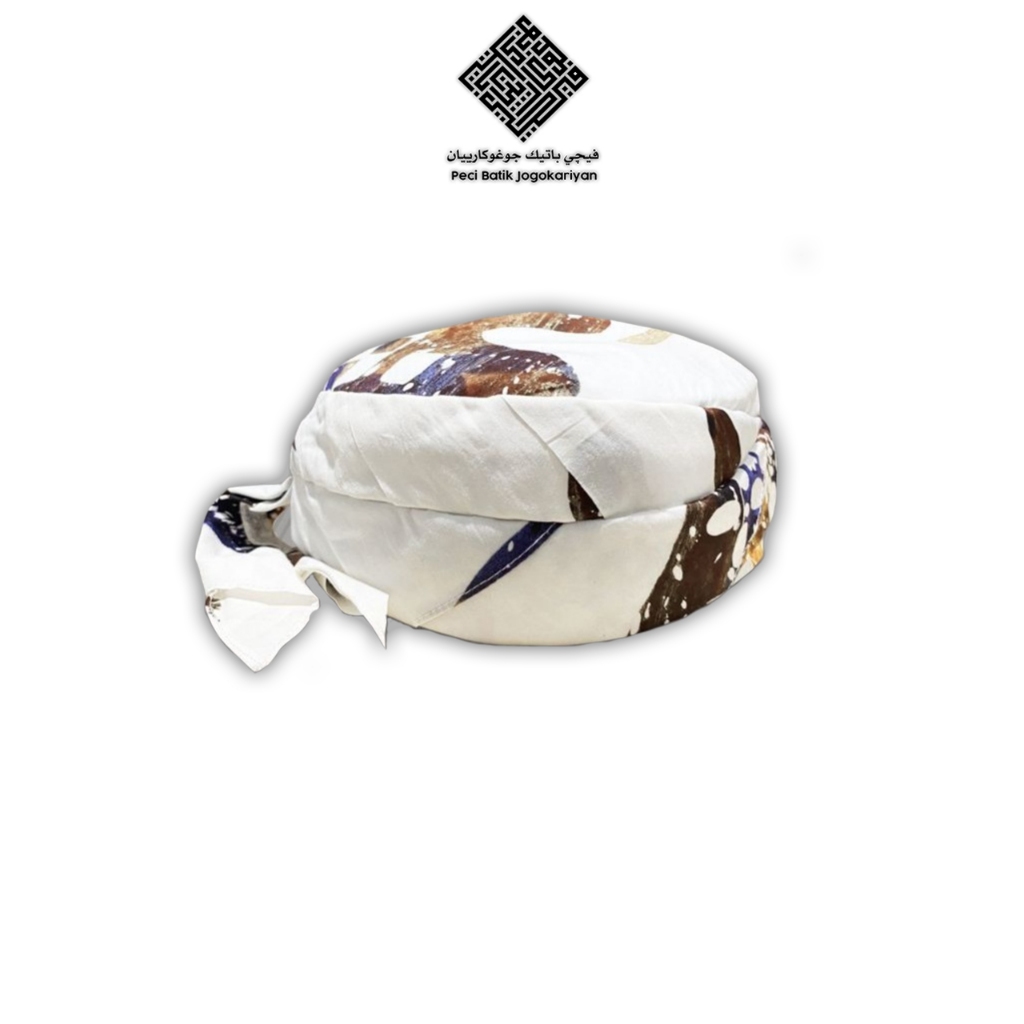 Peci Batik Jogokariyan Motif Batik Kontemporer Putih Peci Untuk Dewasa Dan Anak Laki Laki