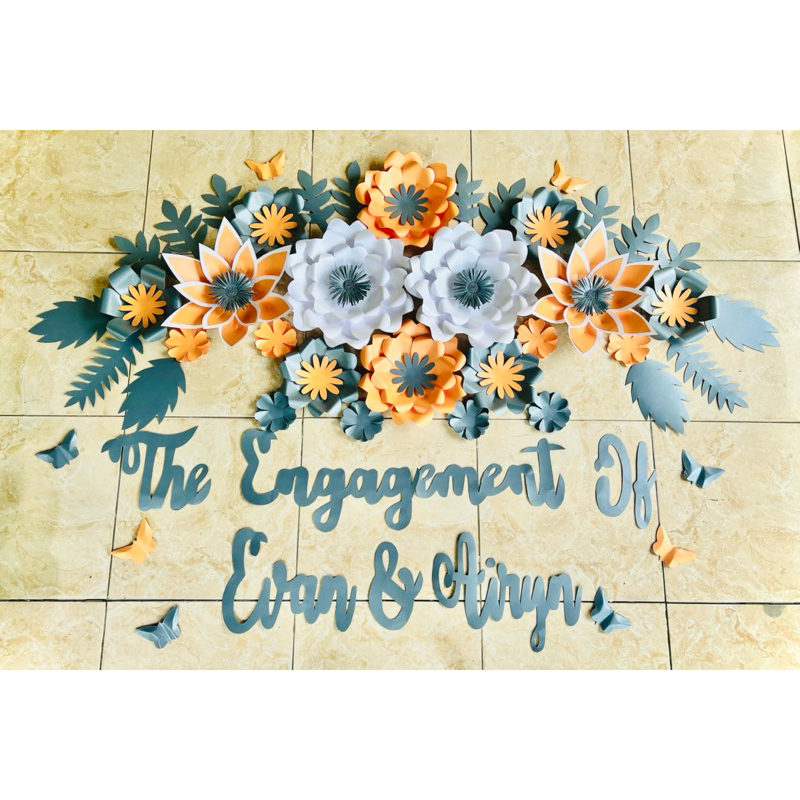 ready Paper flower dekorasi bunga kertas backdrop lamaran dekorasi tunangan tukar cincin engagement 