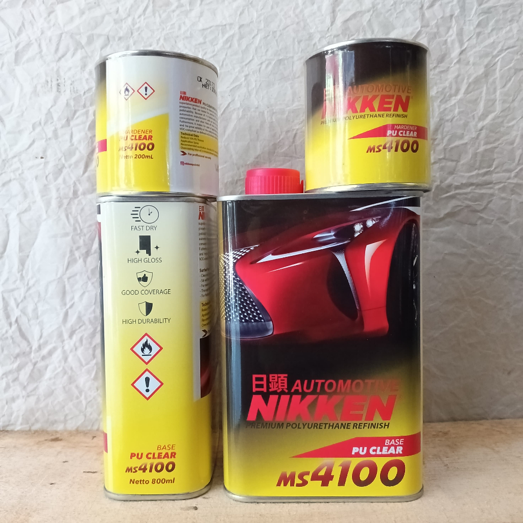 Nikken MS 4100 PU 2K Clear + Hardener 1 Liter / Base PU Clear Medium Solid Nikken / Pernis Niken 4:1