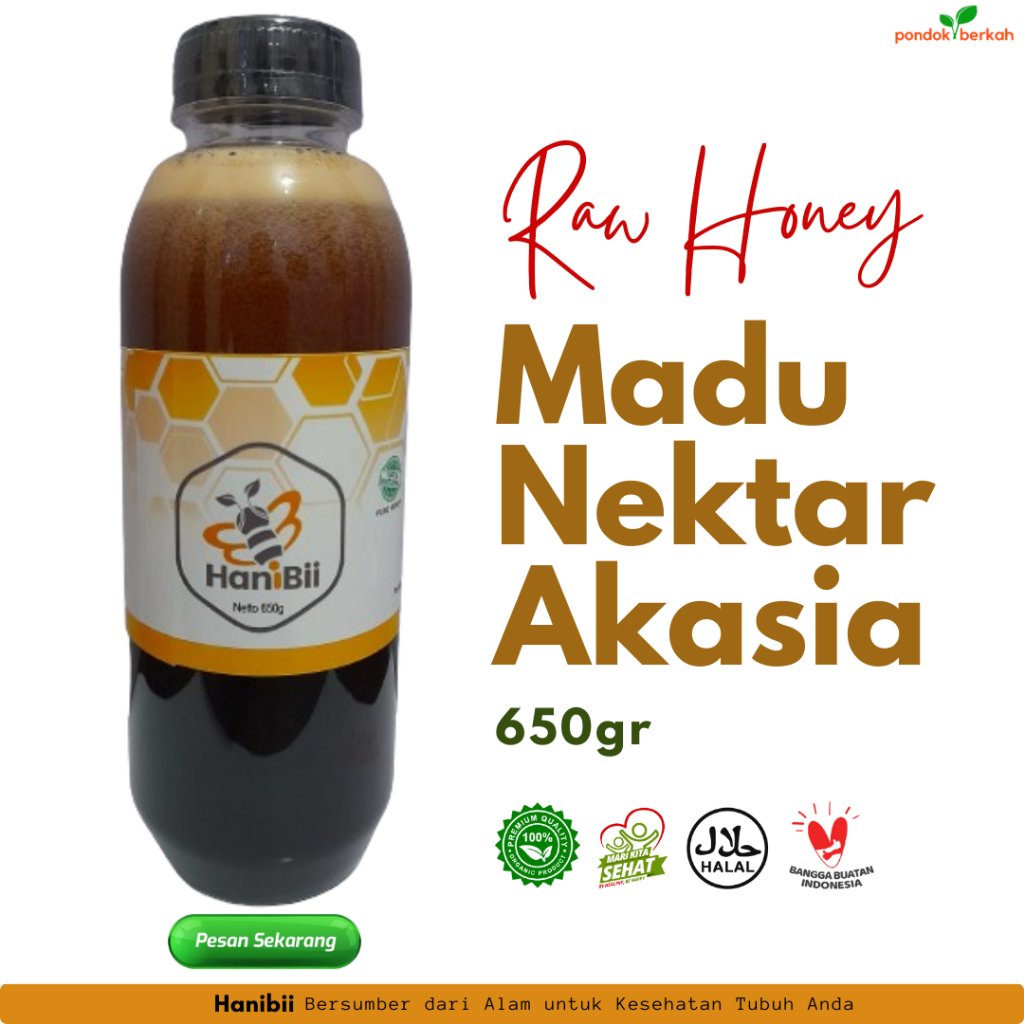 

Madu Murni Asli Nektar Hutan Akasia Netto 650 G HaniBii Maduku Lulus Uji Lab