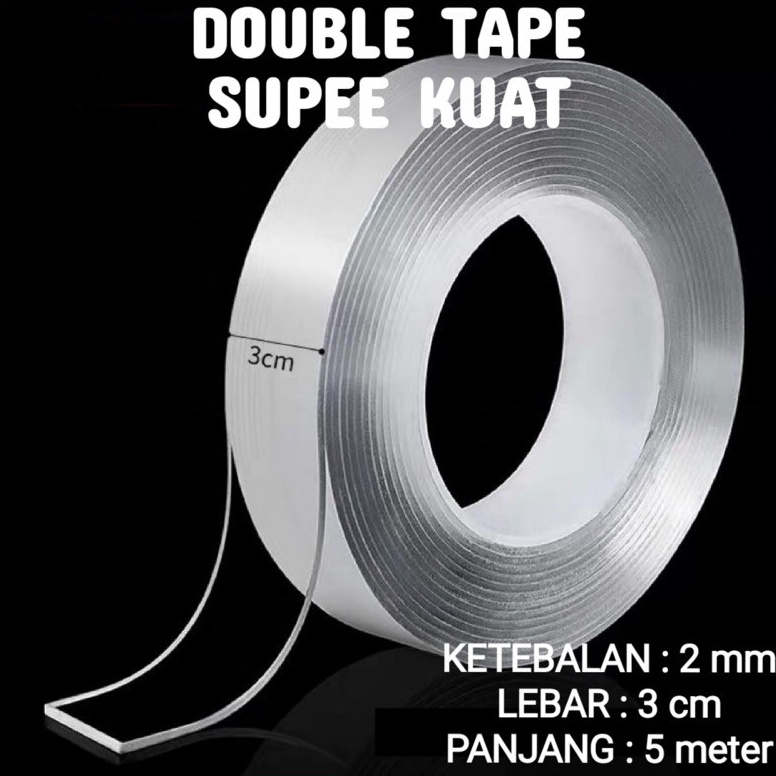 

BEST SELLER 3gram2mmX5meter Double Tape Nano Tape Ivy Grip Tape Isolasi Selotip 2 Sisi Kuat Dicuci