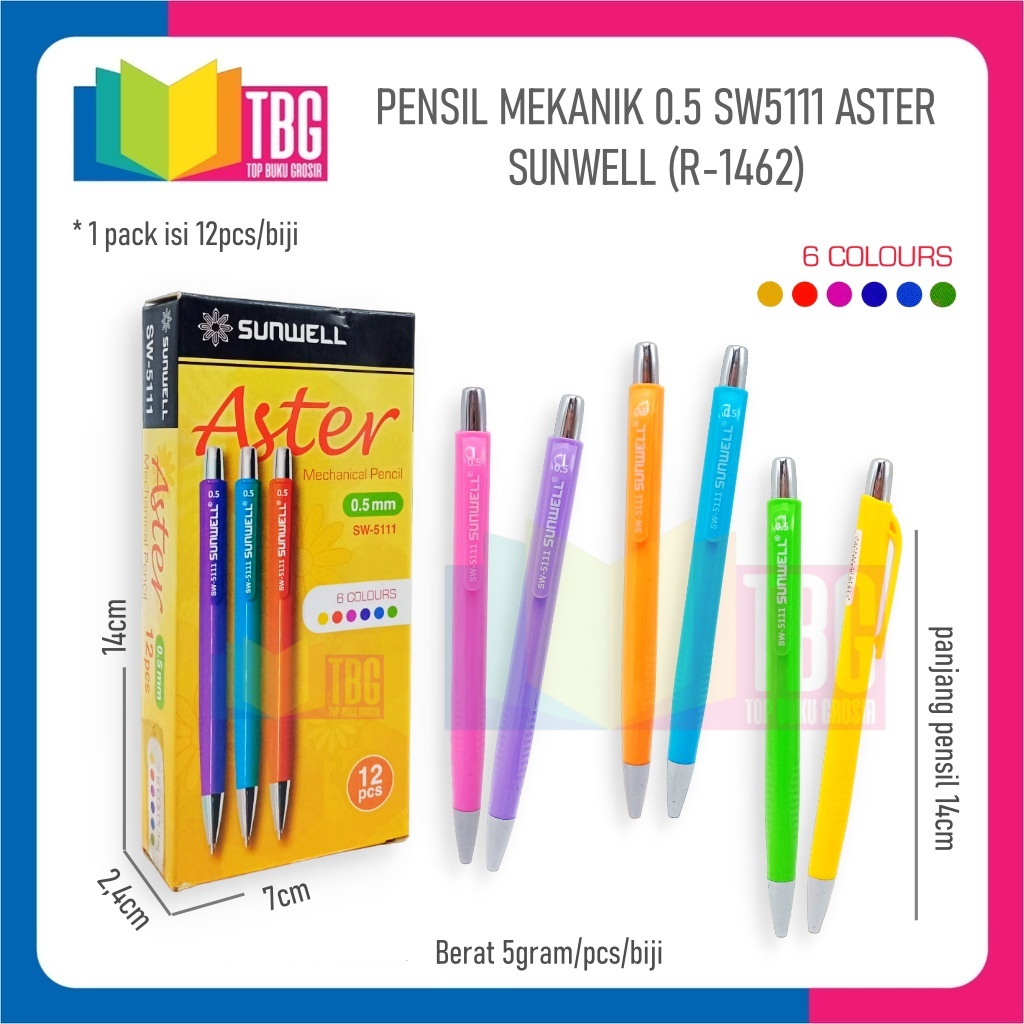 

1 PCS PENSIL MEKANIK 0.5 SW5111 ASTER SUNWELL. (R-1462)