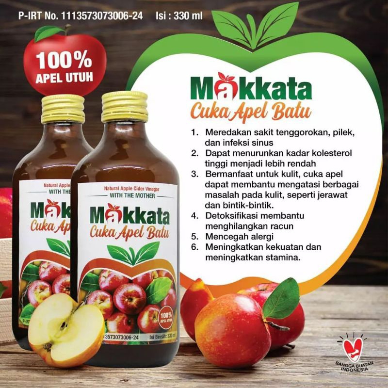 

CUKA APEL MAKKATA 100% APEL UTUH / CUKA APEL BATU 330ML