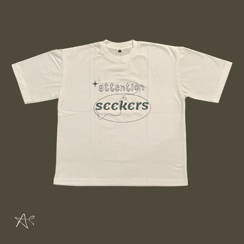 WHITE BOXY T-SHIRT 'ATTENTION SEEKERS'