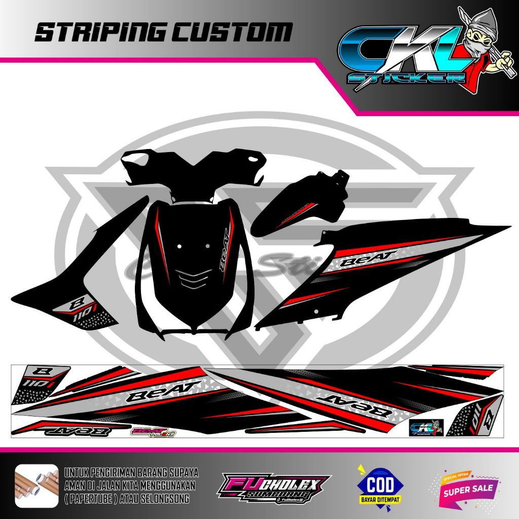 STRIPING VARISI HONDA BEAT KARBU SIMPEL STIKER RACING