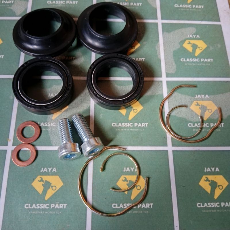 PAKET SEAL SHOCK KANCING AS BOTTOM DAN BAUT SHOCKBREAKER DEPAN BEBEK HONDA GRAND SUPRA LEGENDA KARIS