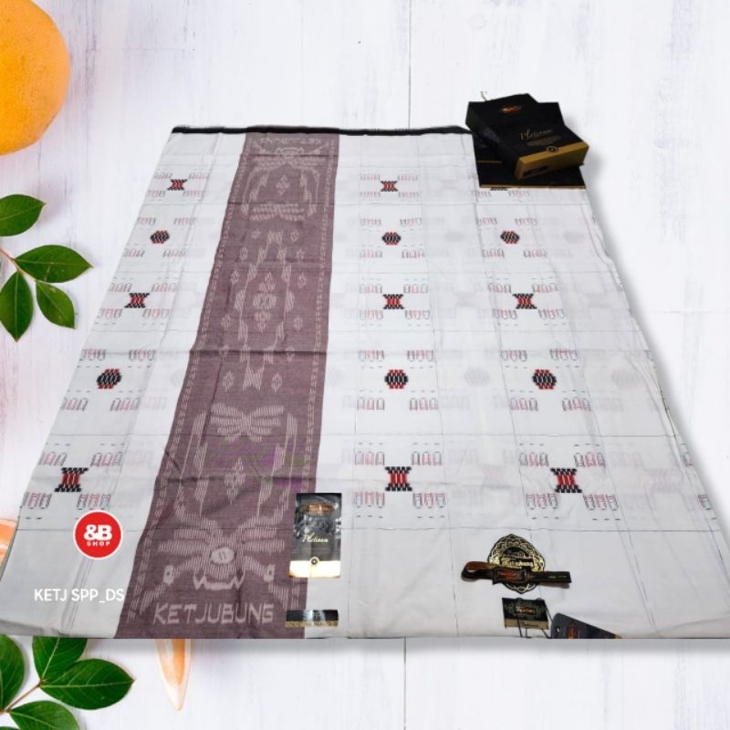 sarung ketjubung SPP putih sogket polos
