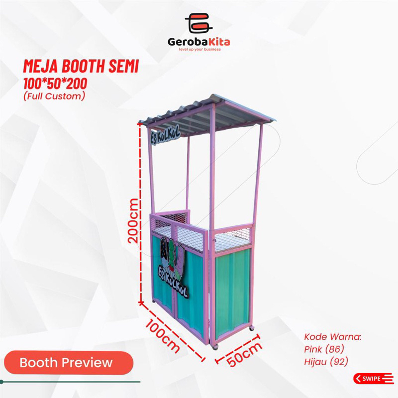 Booth Lipat 100x50x190 Besi Hollow