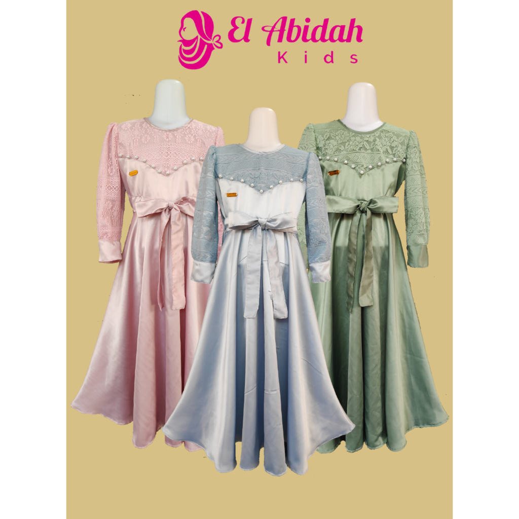El Abidah - Aluka Dress Ibu & Anak - Gamis Couple Kombinasi Brokat
