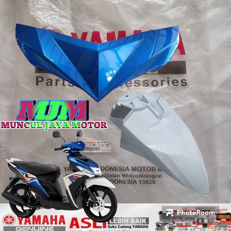 batok dan spakbor depan mio m3 biru putih original yamaha genuine parts