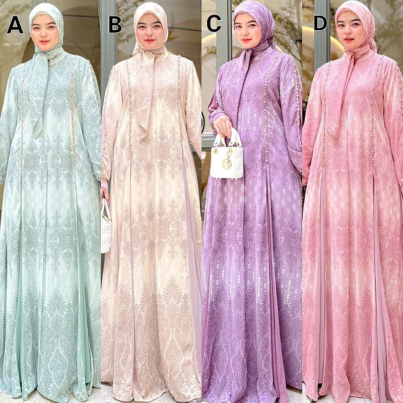 Termurah Terlaris Gamis Salma Set Hijab Dress Muslim Original HK Syari