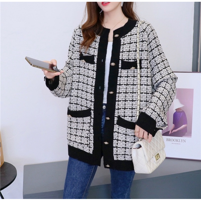 tweed cardigan - cardigan rajut tweed long look a like GRL - long cardigan rajut termurah