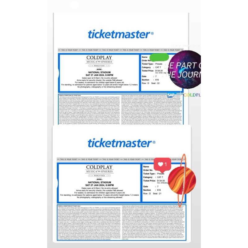 WTS coldplay singapore