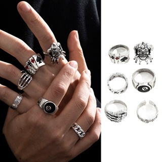 Cincin Charvez Palmer Ring Geometri Unisex Alloy Gold Silver Classy Set Cincin Unisex Punk Knuckle D