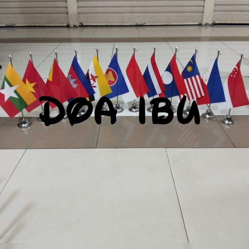 

best seller tiang stenlis meja+bendera grup ASEAN 1set (12biji)