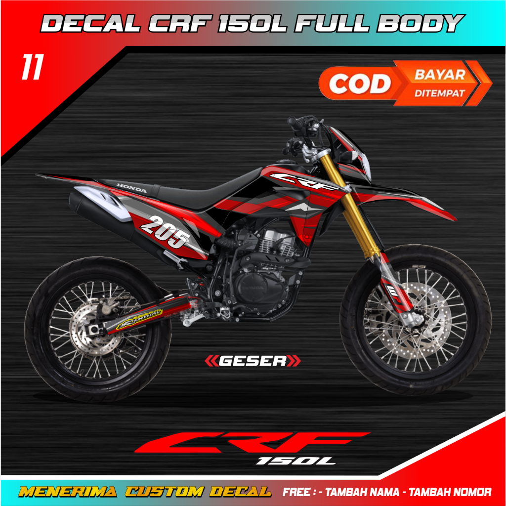 Decal Stiker CRF 150 L Full Body Supermoto Merah