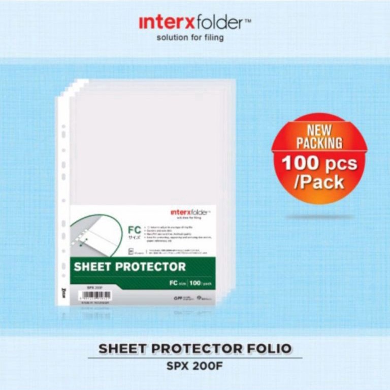 

ART V22O Sheet Protektor Folio Inter X isi 1 lembar Plastik FC PP pocket